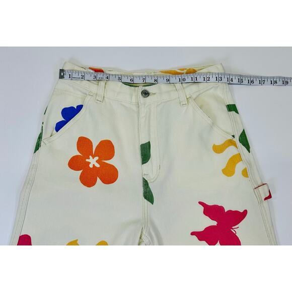 PacSun High Rise Wide Leg Carpenter Sz 27 Multicolor Floral & Butterfly Print - Picture 6 of 12